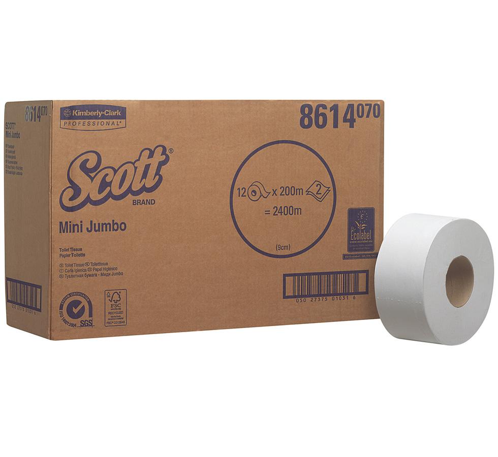 Box of 8614 HOSTESS* White Toilet Tissue, Jumbo, 200m - Brown Cardboard with Blue Text/Design - Sentinel Laboratories Ltd