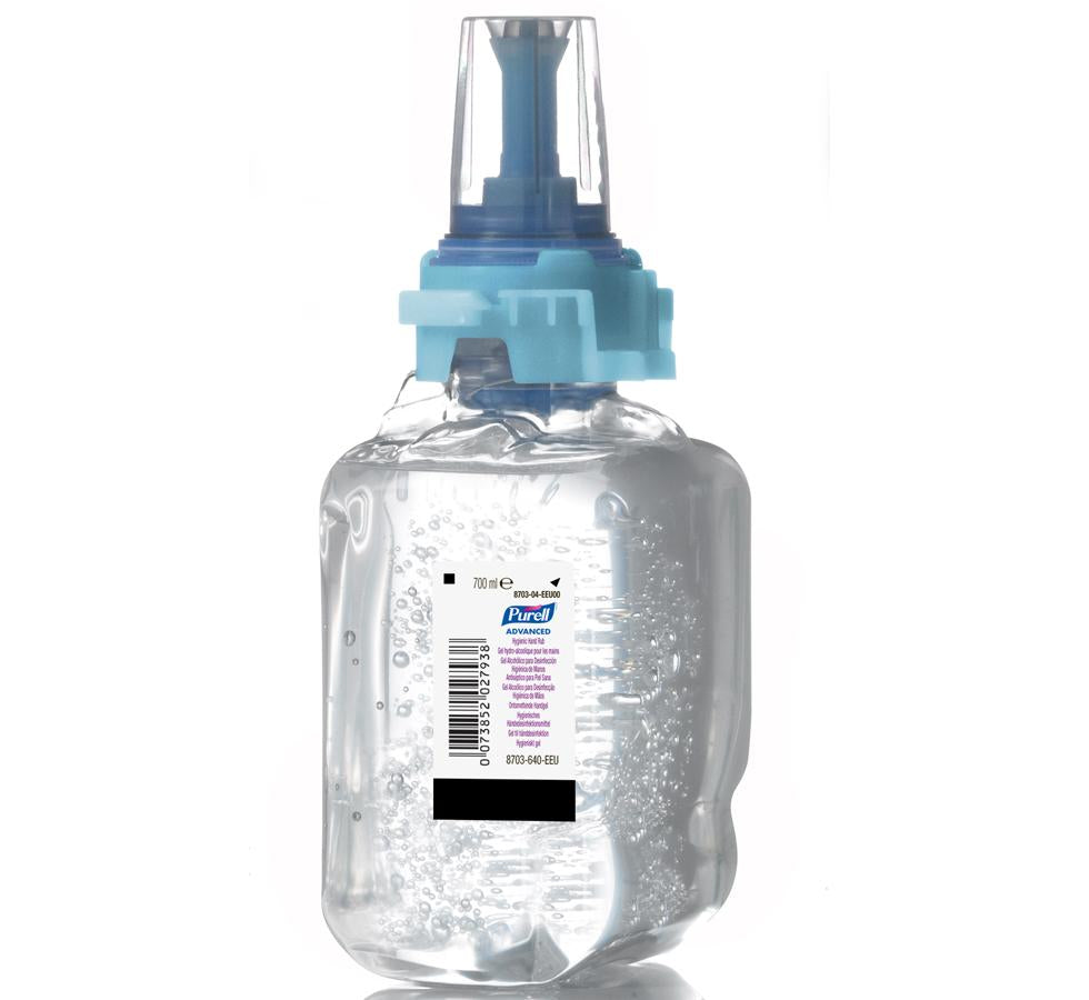 A Single Clear and Blue Container of 8703-04 PURELL® Advanced Sanitising Hand Rub, ADX™ 700ml - Sentinel Laboratories Ltd