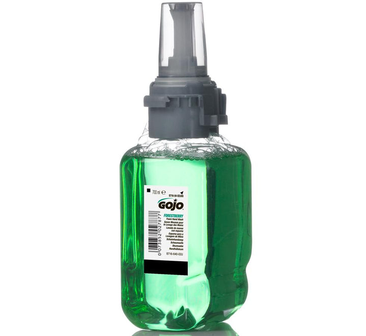 Dark Green Colour Clear Container of 8716-04 GOJO® Forestberry Foam Handwash, ADX™ 700ml Dispenser Refill - Sentinel Laboratories Ltd