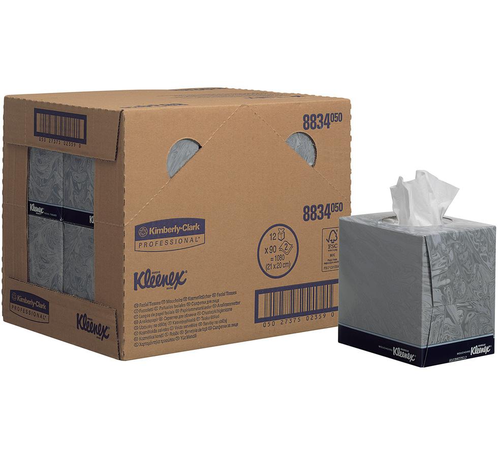 Box of 8834 KLEENEX® Facial Tissue, Grey Cube Box - White - Sentinel Laboratories Ltd