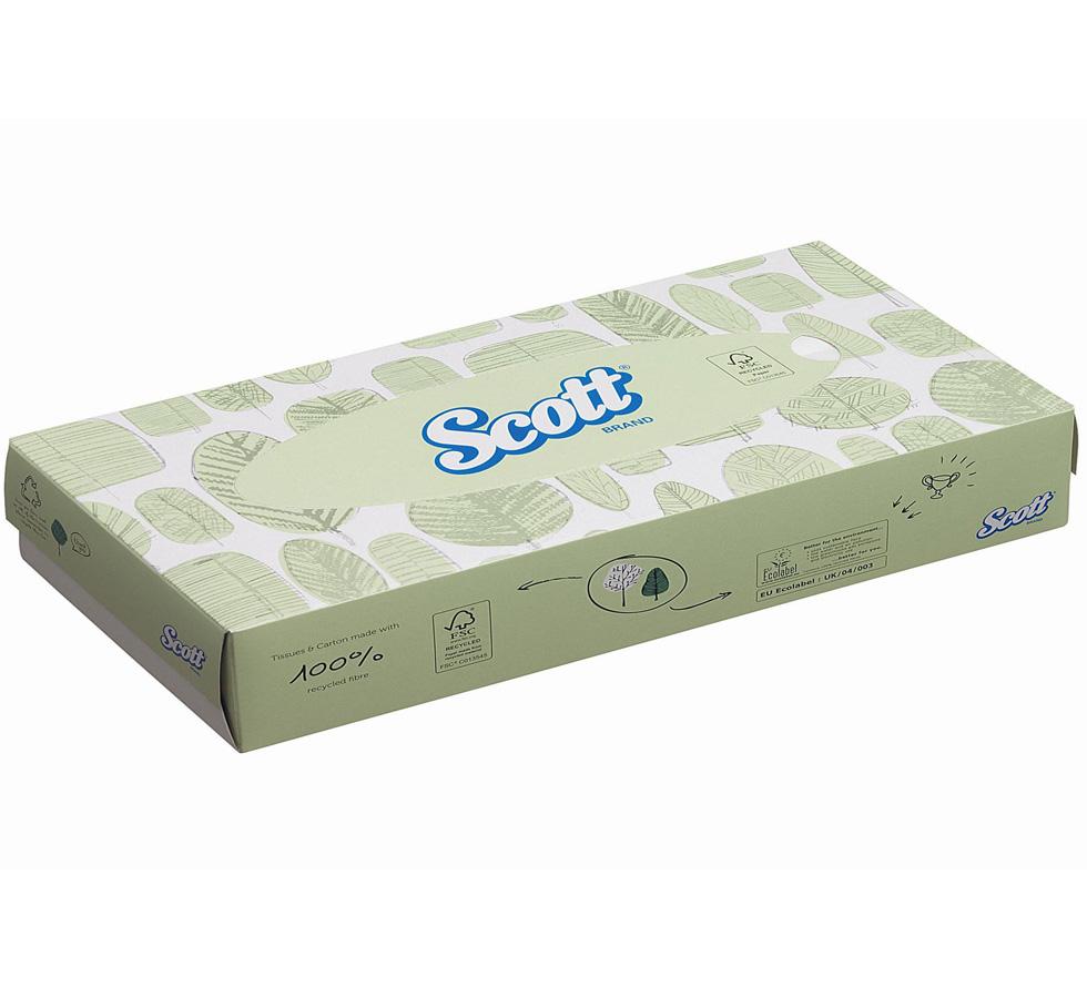 Green and White Box of 8837 SCOTT Facial Tissue, Standard - White Tissues - Sentinel Laboratories Ltd
