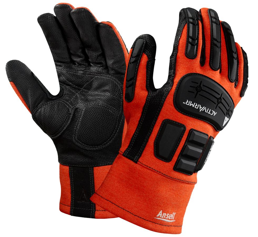 A Pair of Black and Orange Hi-Viz ACTIVARMR® FLAME RESISTANT 97-200 Industrial Gloves - Sentinel Laboratories Ltd