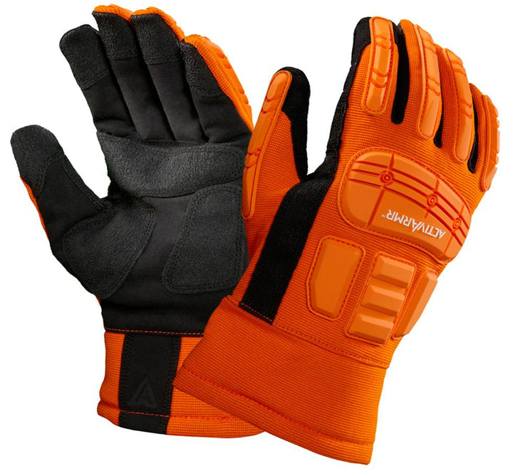 A Pair of Black and Orange Hi-Viz Armoured ACTIVARMR® 97-210 Gloves - Sentinel Laboratories Ltd