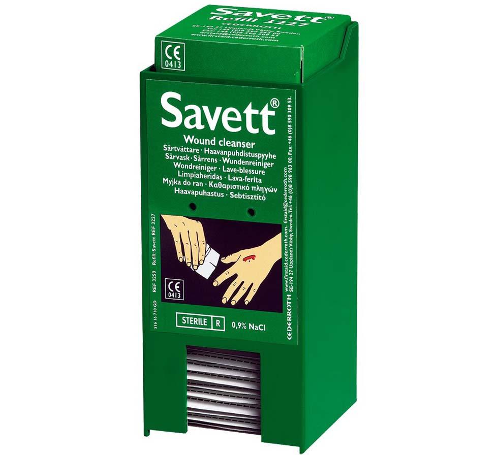 Green and White Savett Wound Cleanser Wipes Wrapped Refill - Pack of 40 - Sentinel Laboratories Ltd