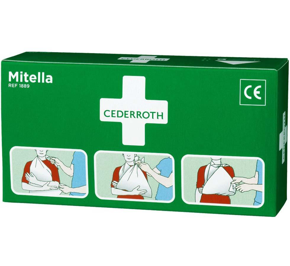 Green and White Box of Cederroth Triangular Bandages - Instructional Diagrams - Sentinel Laboratories Ltd