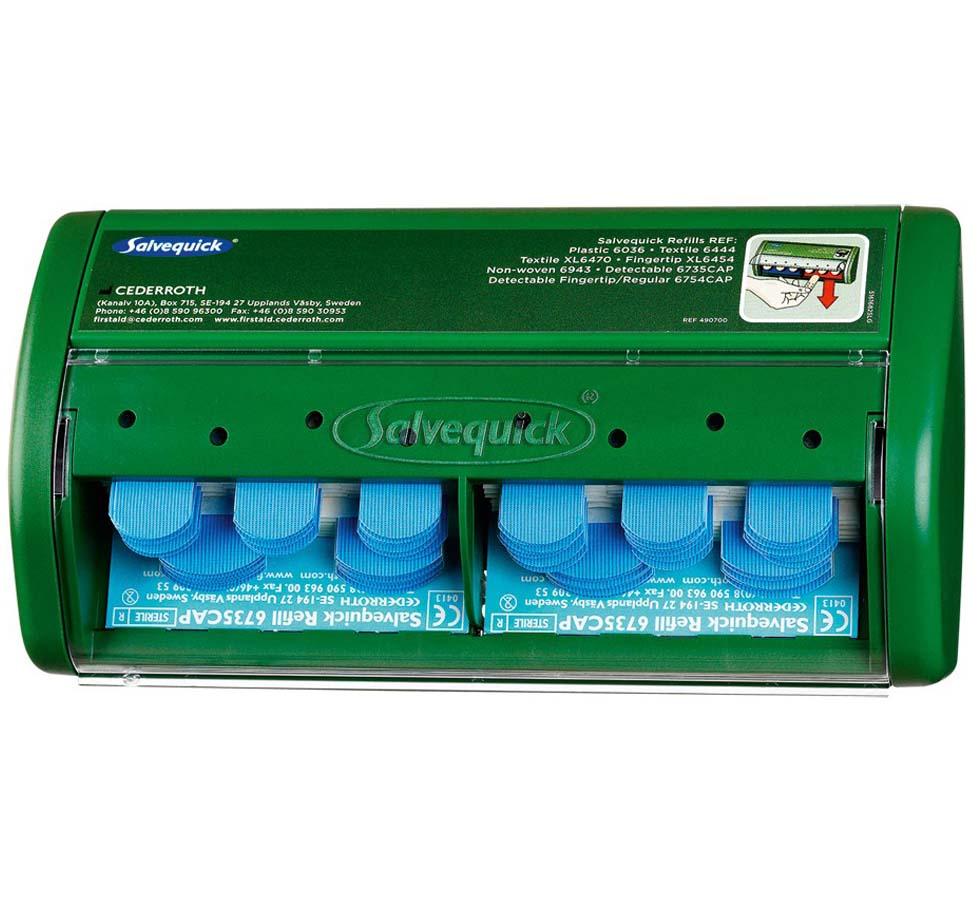 Green and Blue Salvequick Detectable Plaster Dispenser - Sentinel Laboratories Ltd