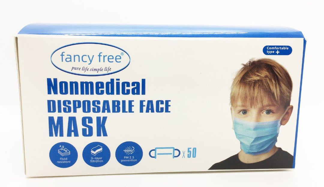 White and Blue Box of Blue Nonmedical Disposable Face Masks