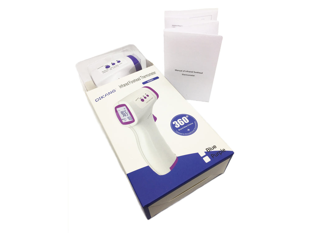 An Open Box of a Dikang White and Purple Thermometer