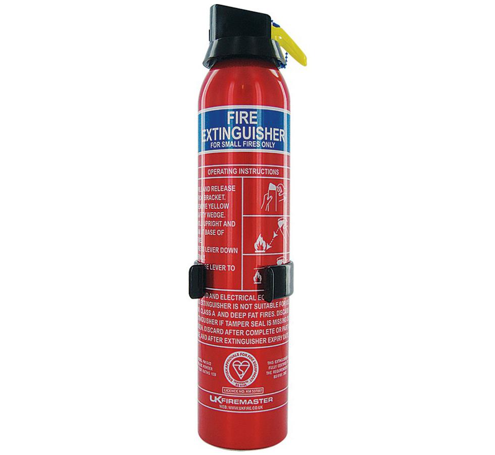 Red BC Powder 950g Fire Extinguisher - Blue Fire Extinguisher Label - Sentinel Laboratories Ltd