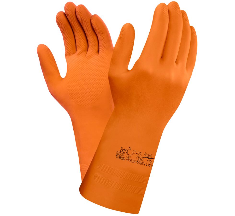 A Pair of Orange Long Length Cuff EXTRA™ 87-955 Nitrile Gloves - Sentinel Laboratories Ltd