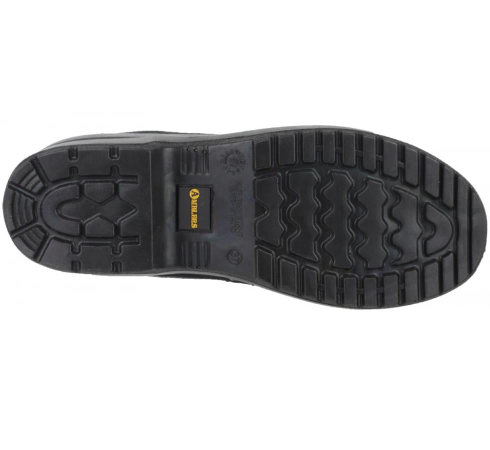 Bottom View of Black FS121c Amblers Safety Ladies Lace Up Composite Safety Shoes - Sentinel Laboratories Ltd
