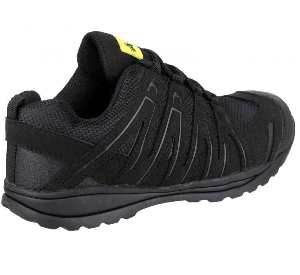 Side View of FS40c Amblers Safety Black Composite Mesh Trainers - Sentinel Laboratories Ltd