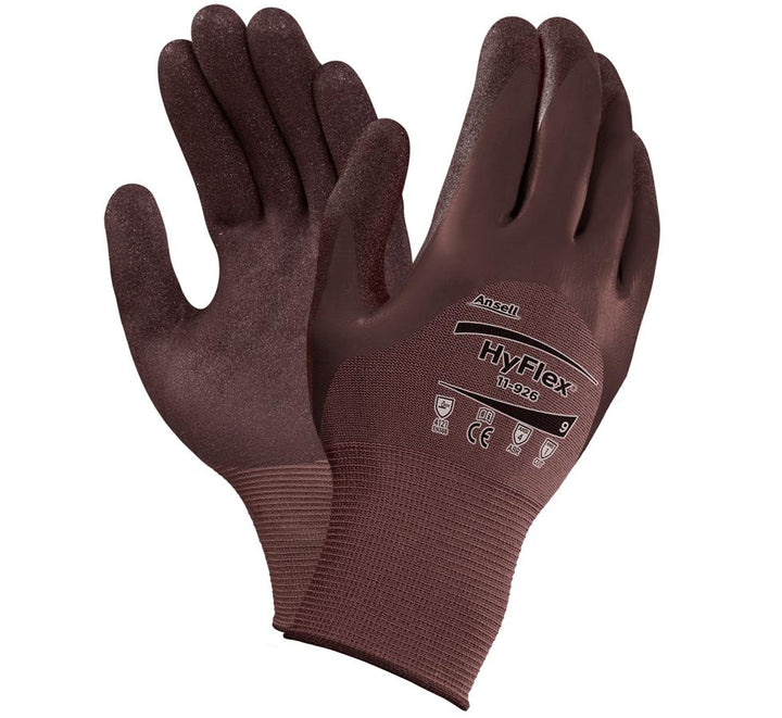 A Pair of Brown HYFLEX® 11-926 Gloves with Black Lettering - Sentinel Laboratories Ltd