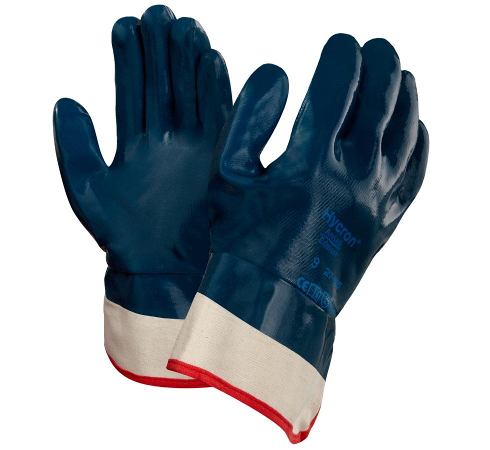 A Pair of Dark Navy HYCRON® 27-805 with Cream Cuffs and Red Beaded Cuff - Sentinel Laboratories Ltd