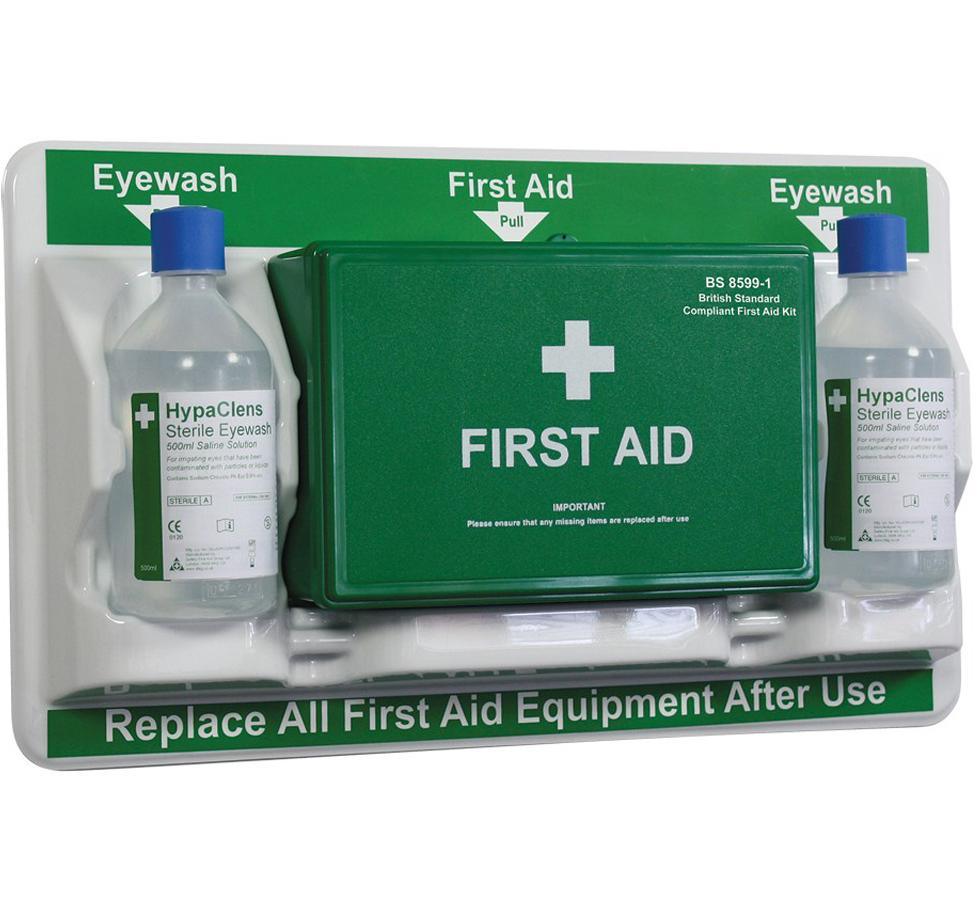 Green and White First Aid & Eye Care Station - Sentinel Laboratories Ltd