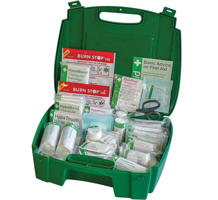 A Single Open Green Evolution British Standard Compliant Workplace First Aid Kit - Sentinel Laboratories Ltd