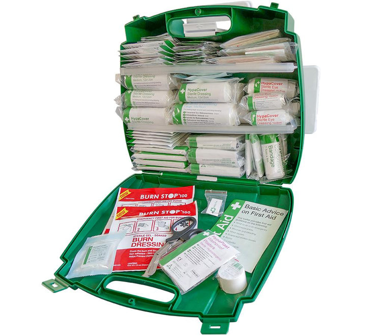 A Single Open Green Evolution Plus British Standard Compliant Workplace First Aid Kit - Sentinel Laboratories Ltd