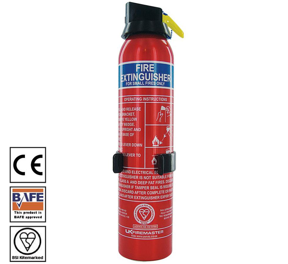 A Red British Standard Compliant Fire Extinguisher -  Markings on Left Side - Sentinel Laboratories Ltd