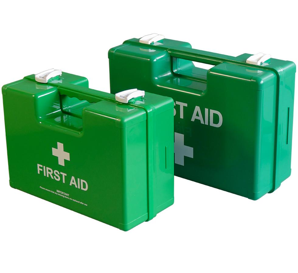 Pair of Green British Standard Compliant Deluxe Workplace First Aid Kit - Green/Orange - Sentinel Laboratories Ltd