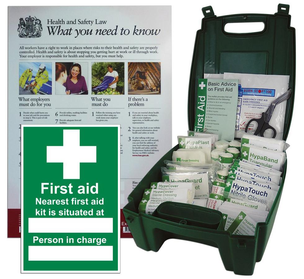 Green and White British Standard Compliant First Aid Compliance Pack - Sentinel Laboratories Ltd
