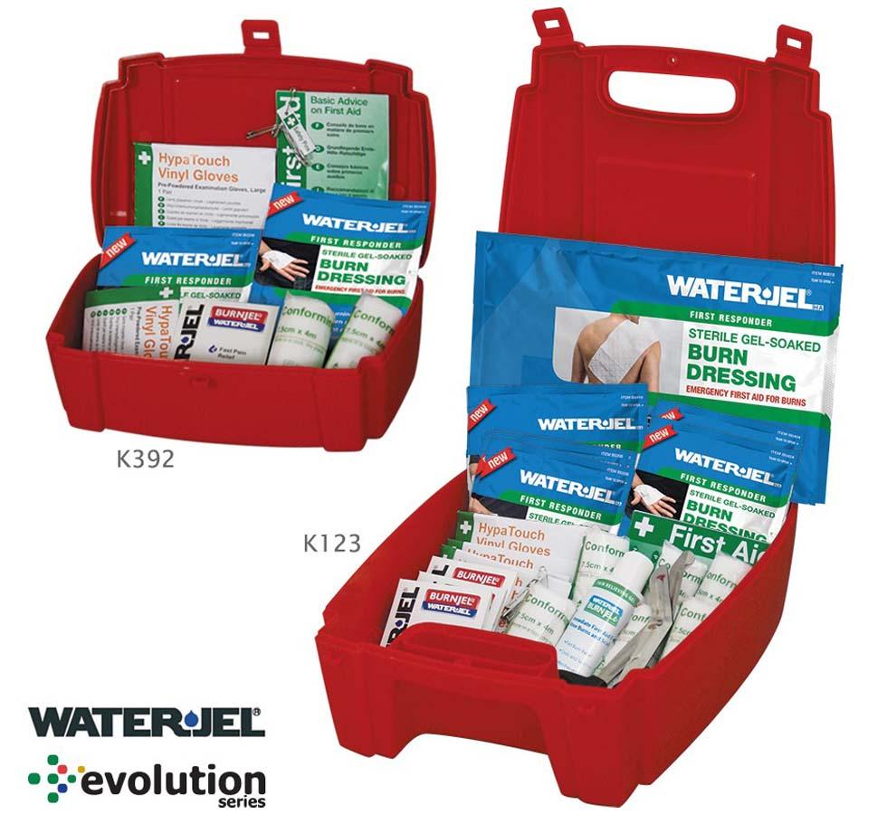 Red and Blue Evolution Water-Jel® Burns Kit Open - Sentinel Laboratories Ltd
