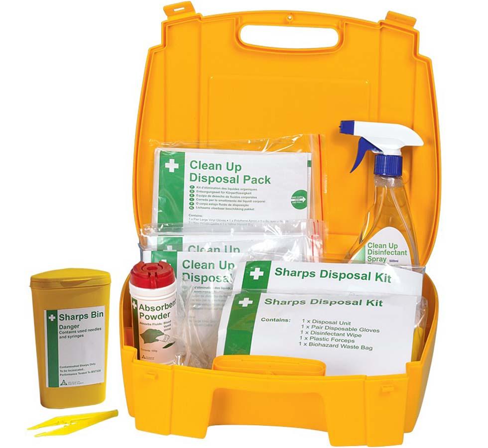 Yellow Filled Evolution Sharps Bin & Body Disposal Kit - Sentinel Laboratories Ltd