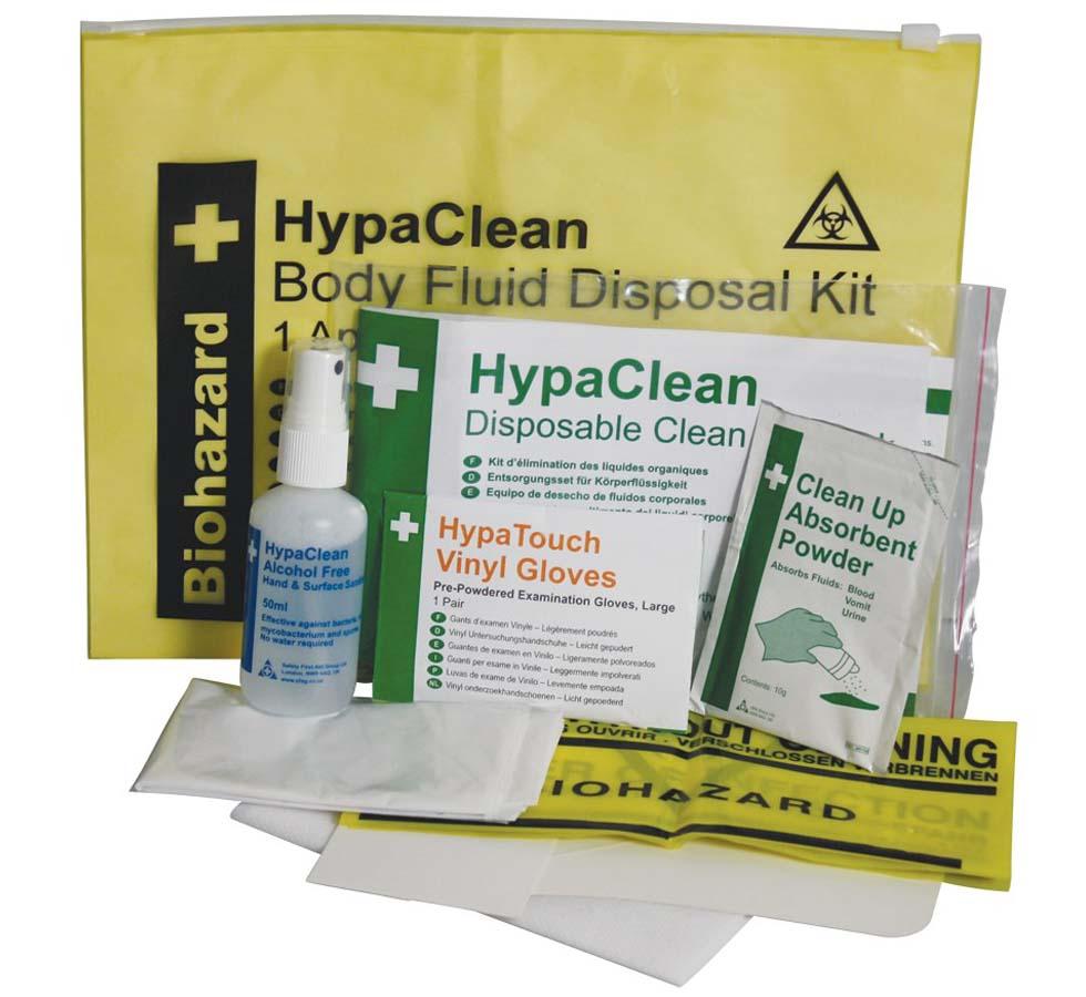 Yellow, Green and White HypaClean Body Fluid Disposal Kit, Zip Pack Bag - Sentinel Laboratories Ltd