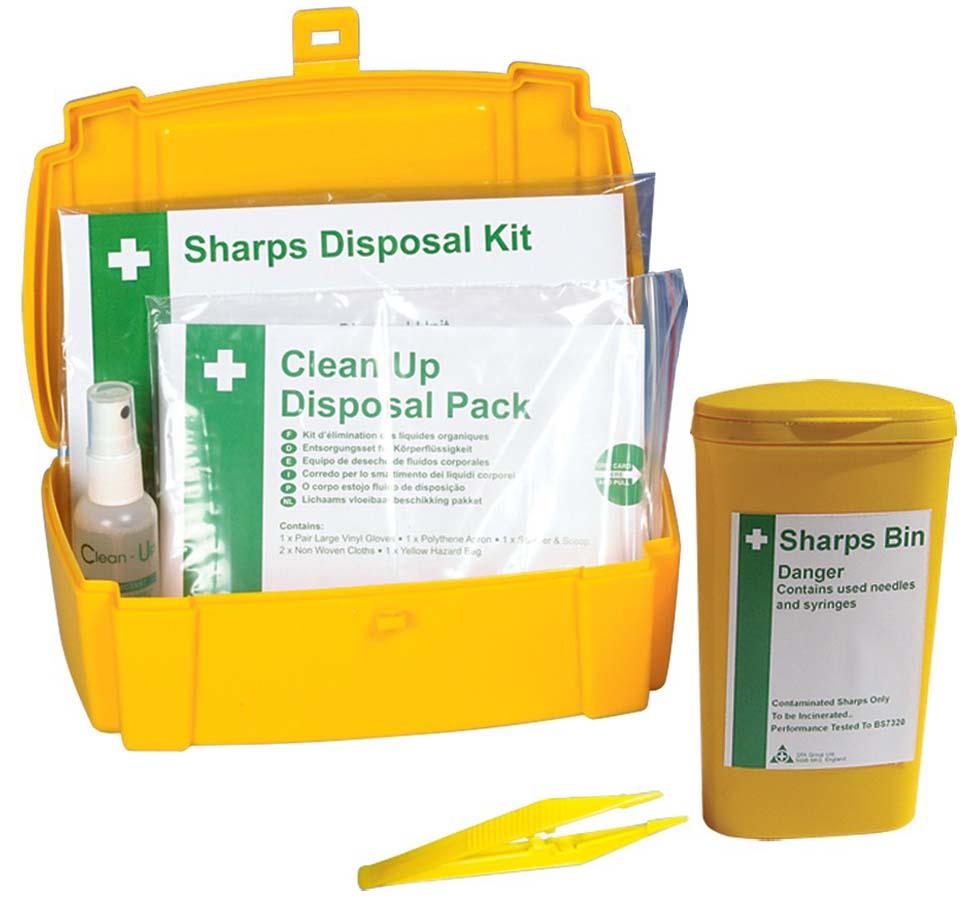 Yellow Evolution Sharps & Body Fluid Disposal Kit - 1 Application - Green and White Labels - Sentinel Laboratories Ltd