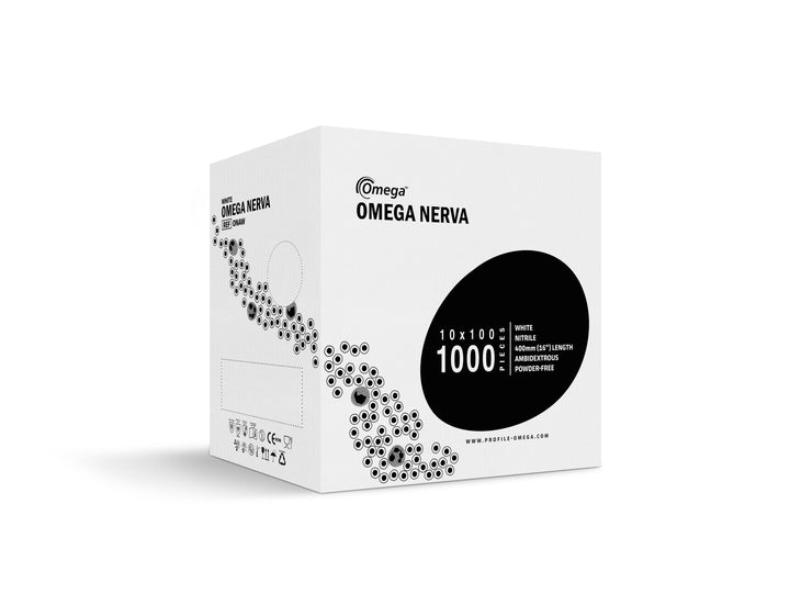 A Black and White Case of BioClean Omega Nerva Nitrile White ONAW Non Sterile Gloves