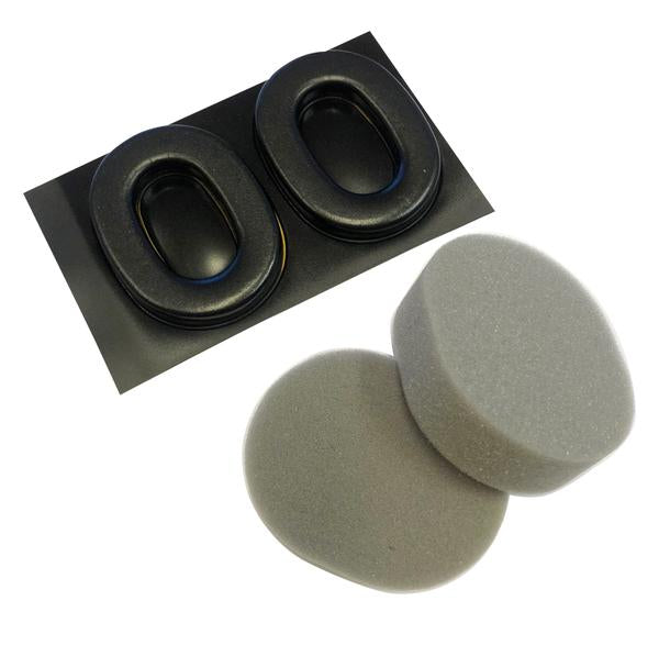 A Grey and Black PureFlo PF3000-04-034 Ear Defender Hygiene Kit