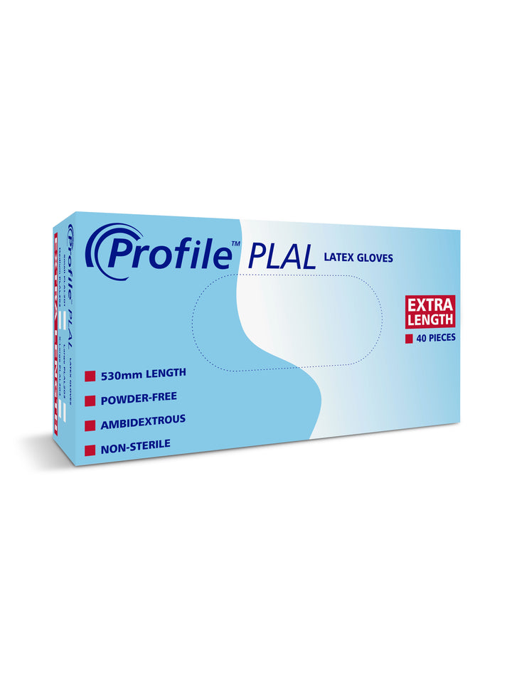 A Blue Box of BioClean Profile PLAL Latex Ambidextrous Non Sterile Gloves
