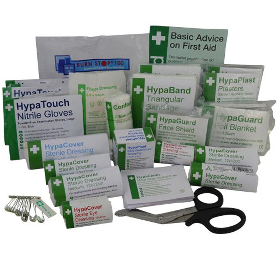 White and Green British Compliant Catering First Aid Kit Refill - Sentinel Laboratories Ltd