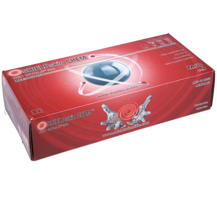 A Single Red Box of SHIELDskin CHEM™ Neo Nitrile™ 300 Gloves - Sentinel Laboratories Ltd
