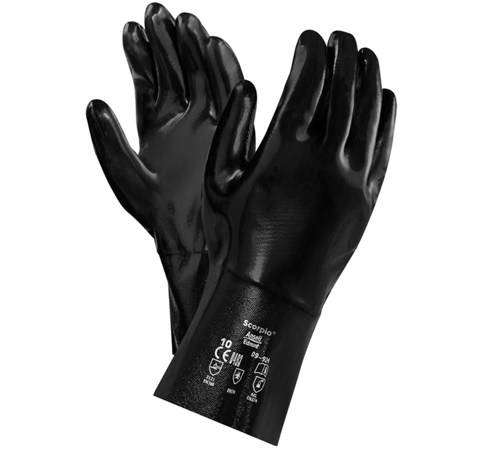 A Pair of Shiny Black SCORPIO® 09-022 (Previously NEOX®) Long Cuff Gloves - Sentinel Laboratories Ltd