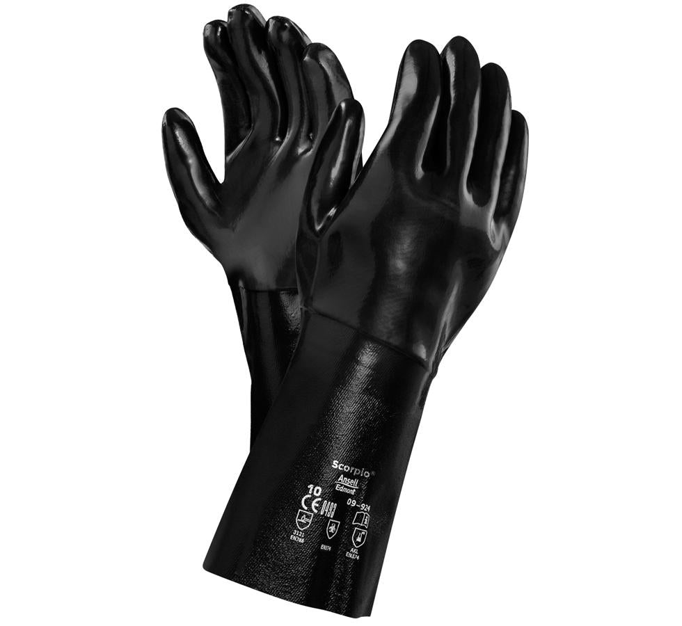 A Pair of Shiny Black SCORPIO® 09-924 (Previously NEOX®) Long Cuff Gloves - Sentinel Laboratories Ltd
