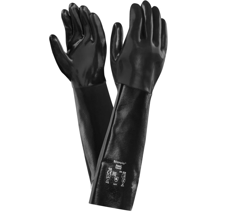 Pair of Shiny Black SCORPIO® 09-928 (Previously NEOX®) Long Length Gloves - Sentinel Laboratories Ltd