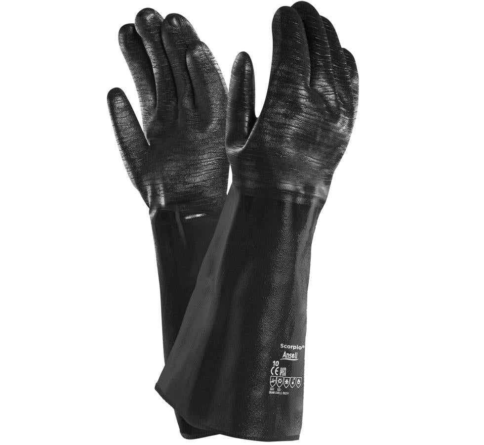 Pair of Black Shiny SCORPIO® 19-024 (Previously THERMAPRENE™) Long Cuff Gloves - Sentinel Laboratories Ltd