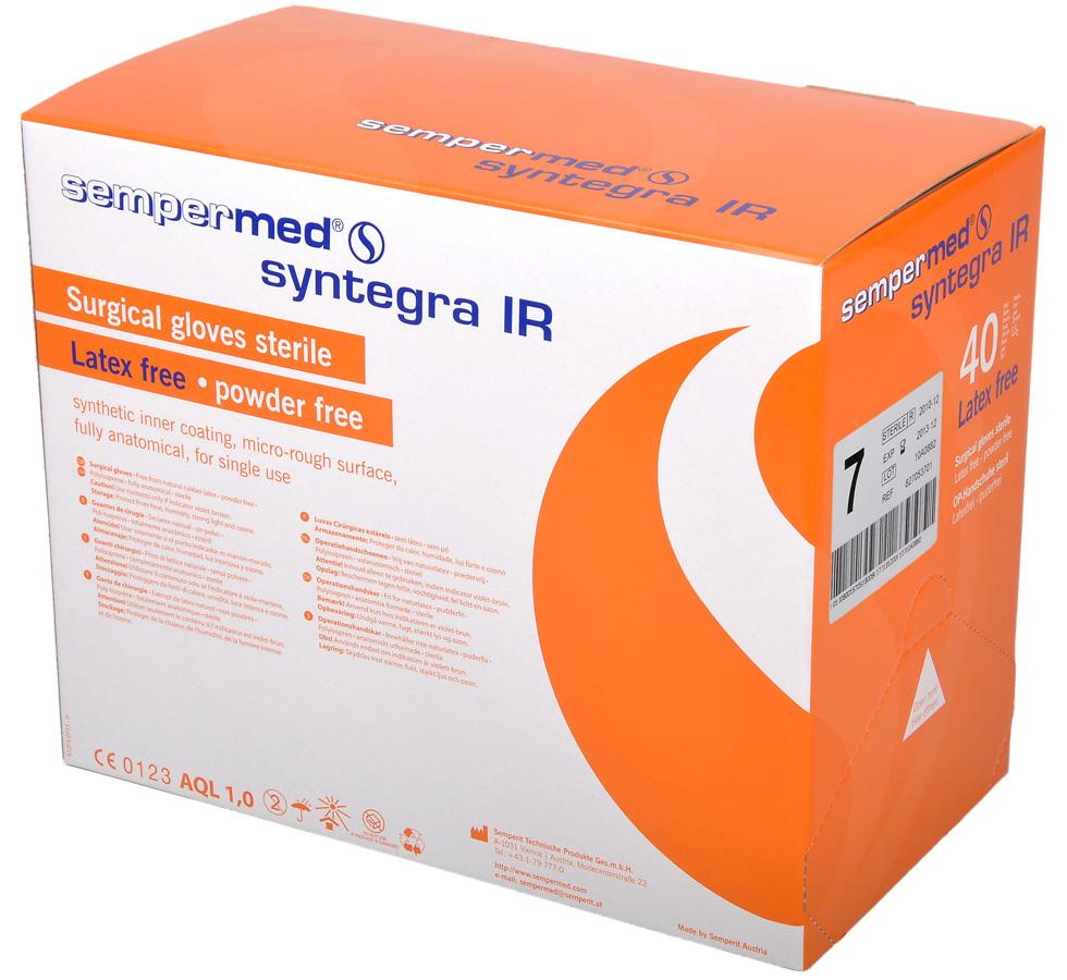Single White and Orange Box of Sempercare Latex Edition Examination Gloves IC, Powder Free, Non Sterile - Sentinel Laboratories Ltd