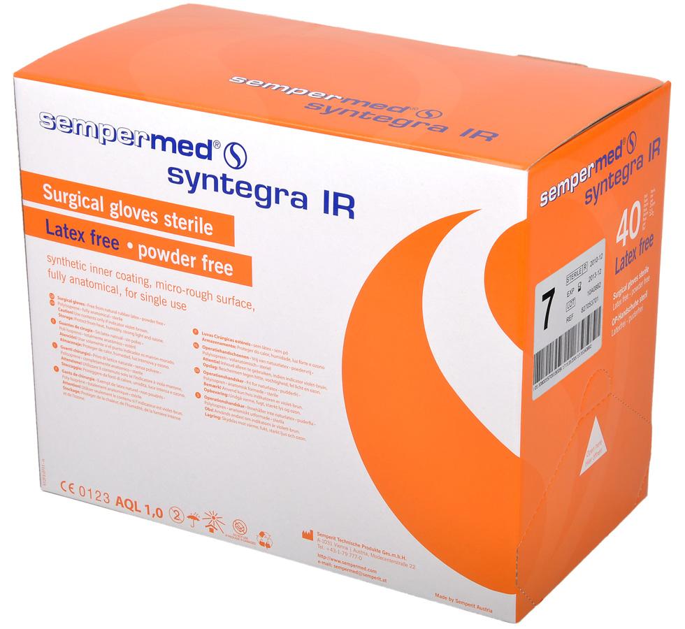 Single White and Orange Box of Sempercare Latex Edition Examination Gloves IC, Powder Free, Non Sterile - Sentinel Laboratories Ltd