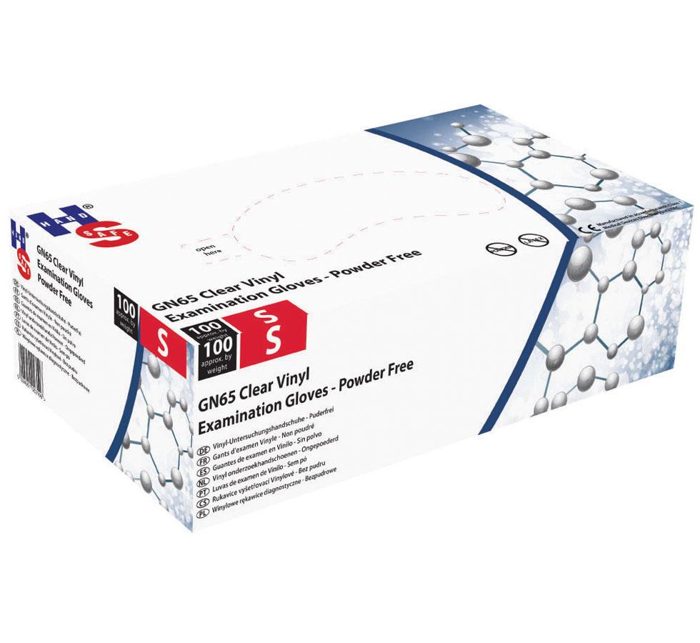 A White and Grey Box of Shield GN65 Powder Free Vinyl Examination Gloves - Sentinel Laboratories Ltd