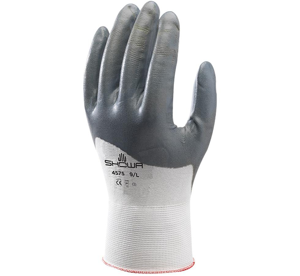 A Single White and Grey Showa Best 4575 Zorb-IT Extra Glove with Black Lettering - Sentinel Laboratories Ltd