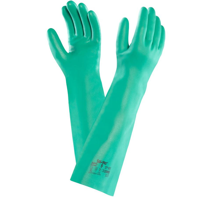 A Pair of Teal Coloured SOLVEX® 37-186 Long Length Cuff Gloves - Sentinel Laboratories Ltd