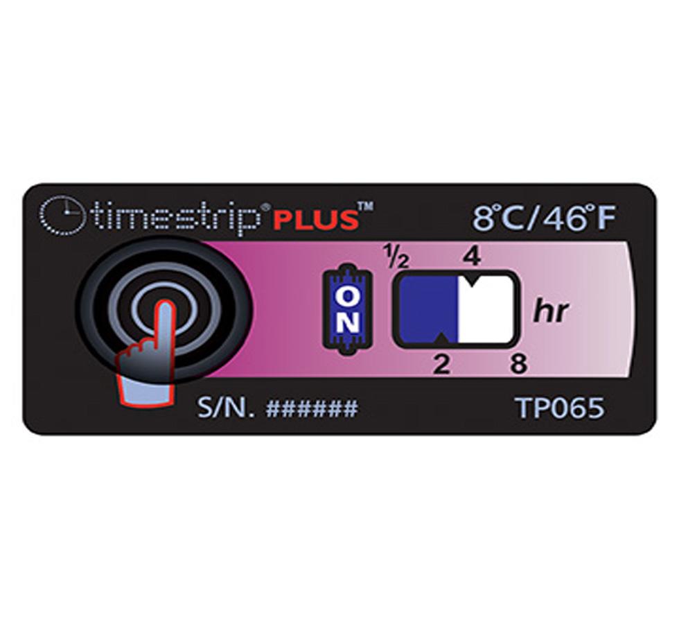 Temperature Timestrip® Plus™ +8°C - Cold Chain Indicator Black and Pink - Sentinel Laboratories Ltd