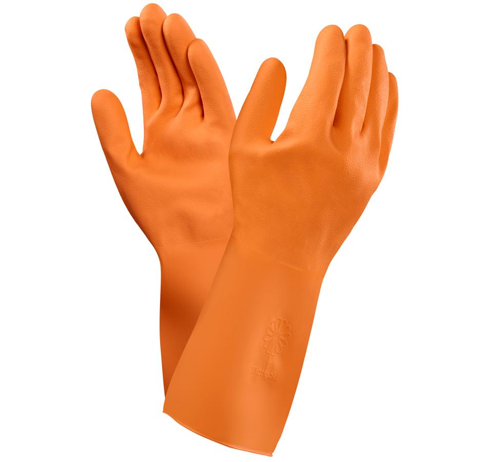 A Pair of Matte Orange VERSATOUCH® 87-370 (previously Orange Supaweight G02T) Long Length Cuffs - Sentinel Laboratories Ltd