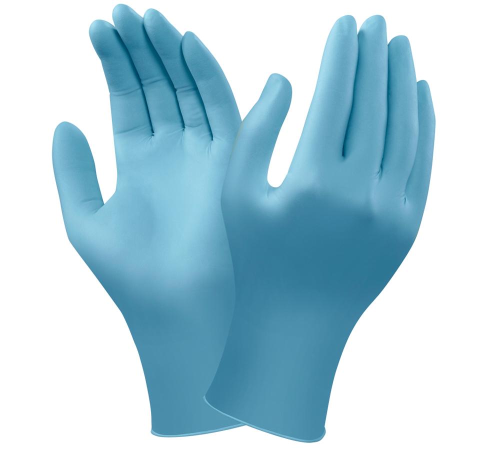 A Pair of Light Blue VERSATOUCH® 92-210 Nitrile Gloves - Sentinel Laboratories Ltd