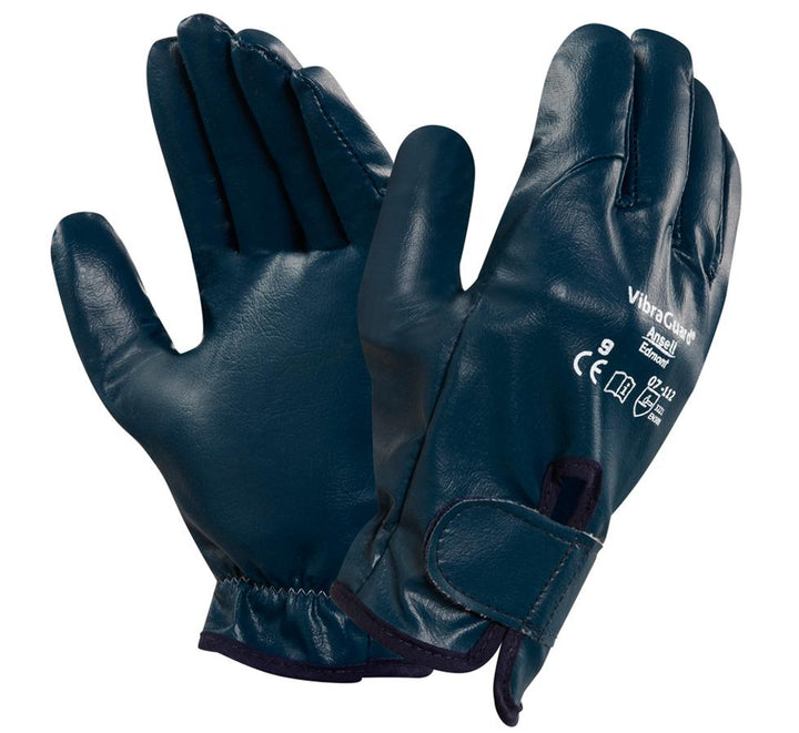 A Pair of Dark Blue VIBRAGUARD® 07-112 Gloves with White Lettering - Sentinel Laboratories Ltd