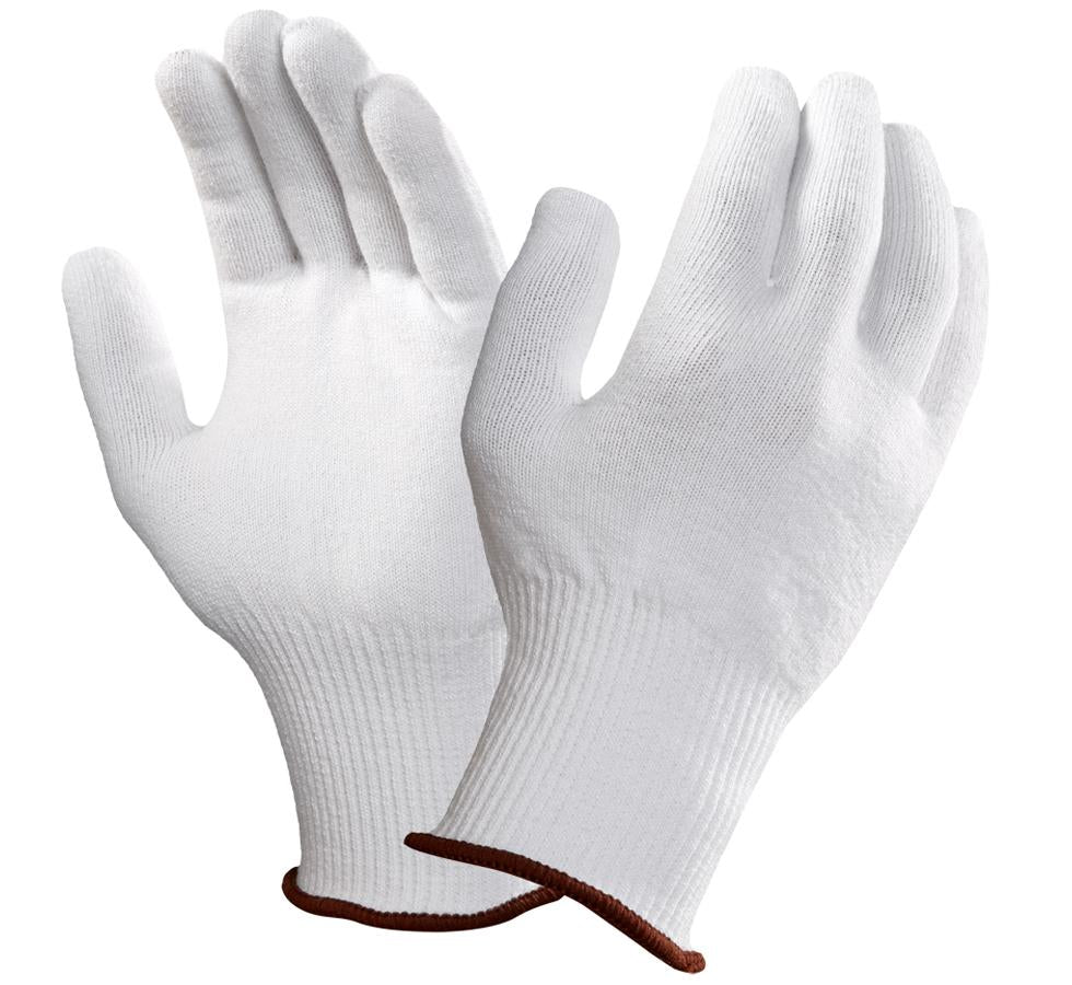 Pair of White proFood® Thermastat 78-110 Knitted Gloves - Brown Beaded - Sentinel Laboratories Ltd
